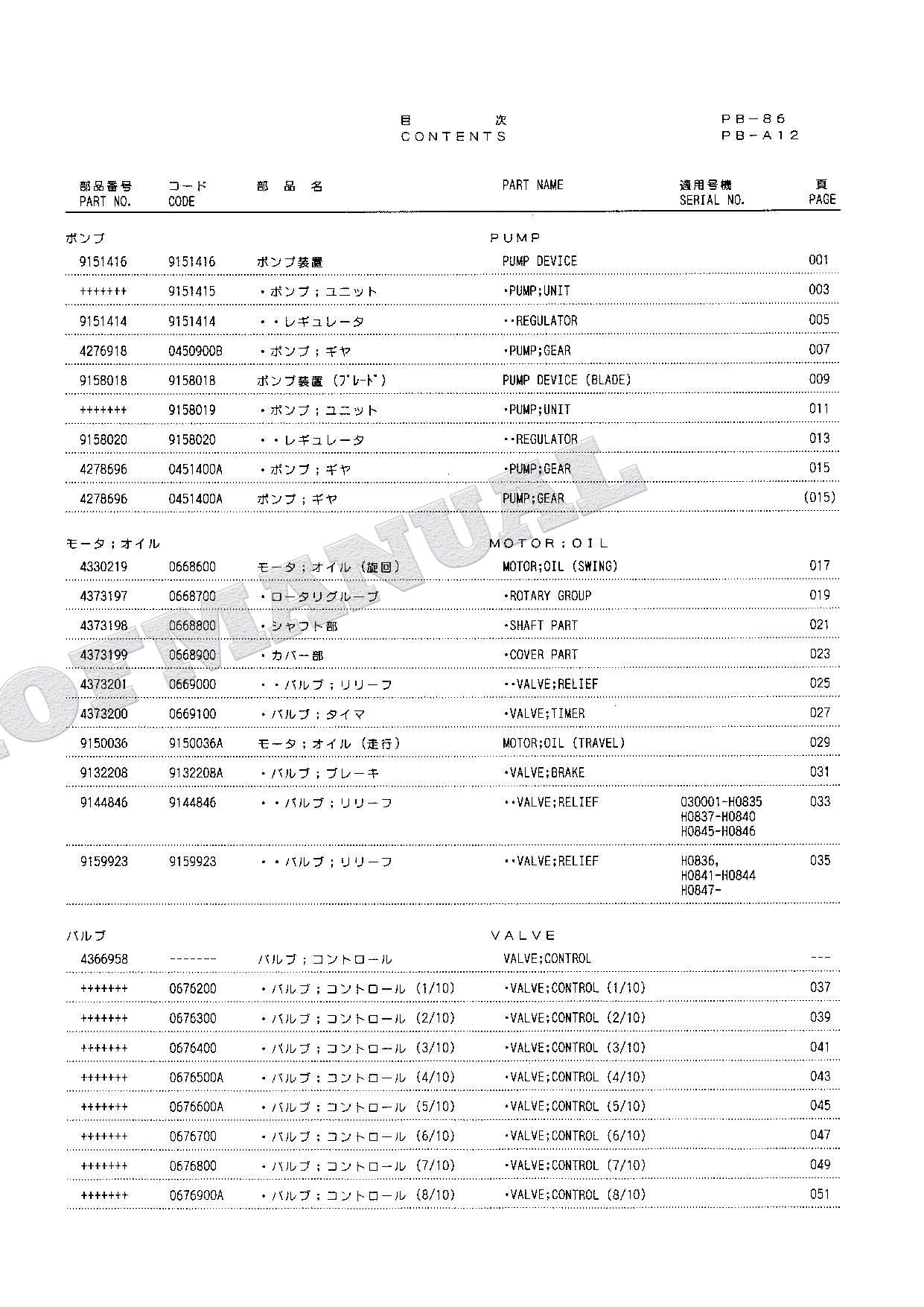 HITACHI EX120-5 EX130H-5 Equipment Component Excavator Parts Catalog Manual