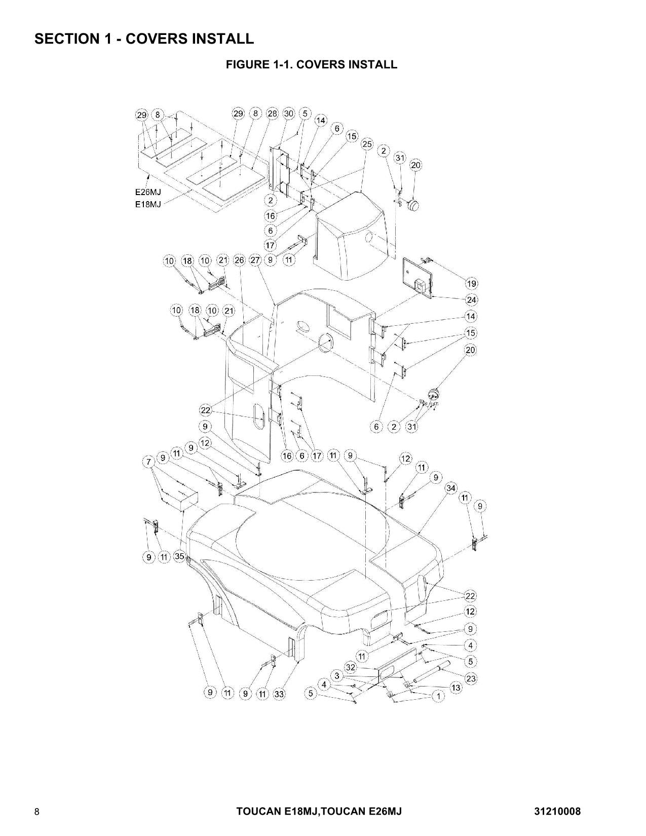 TOUCAN E18MJ E26MJ Vertical Lift Parts Catalog Manual Multi language