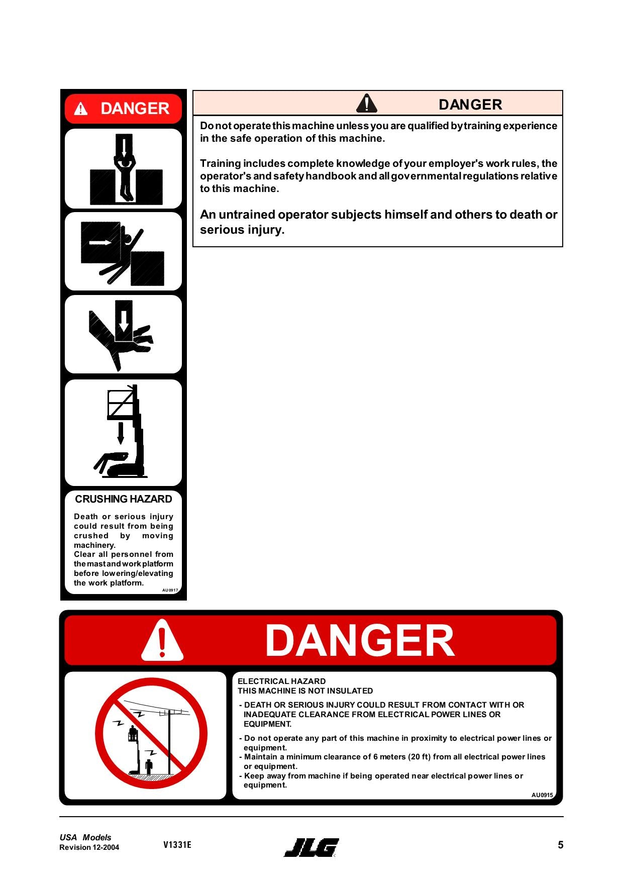 TOUCAN V1331E Vertical Lift Maintenance Operation Operators Manual