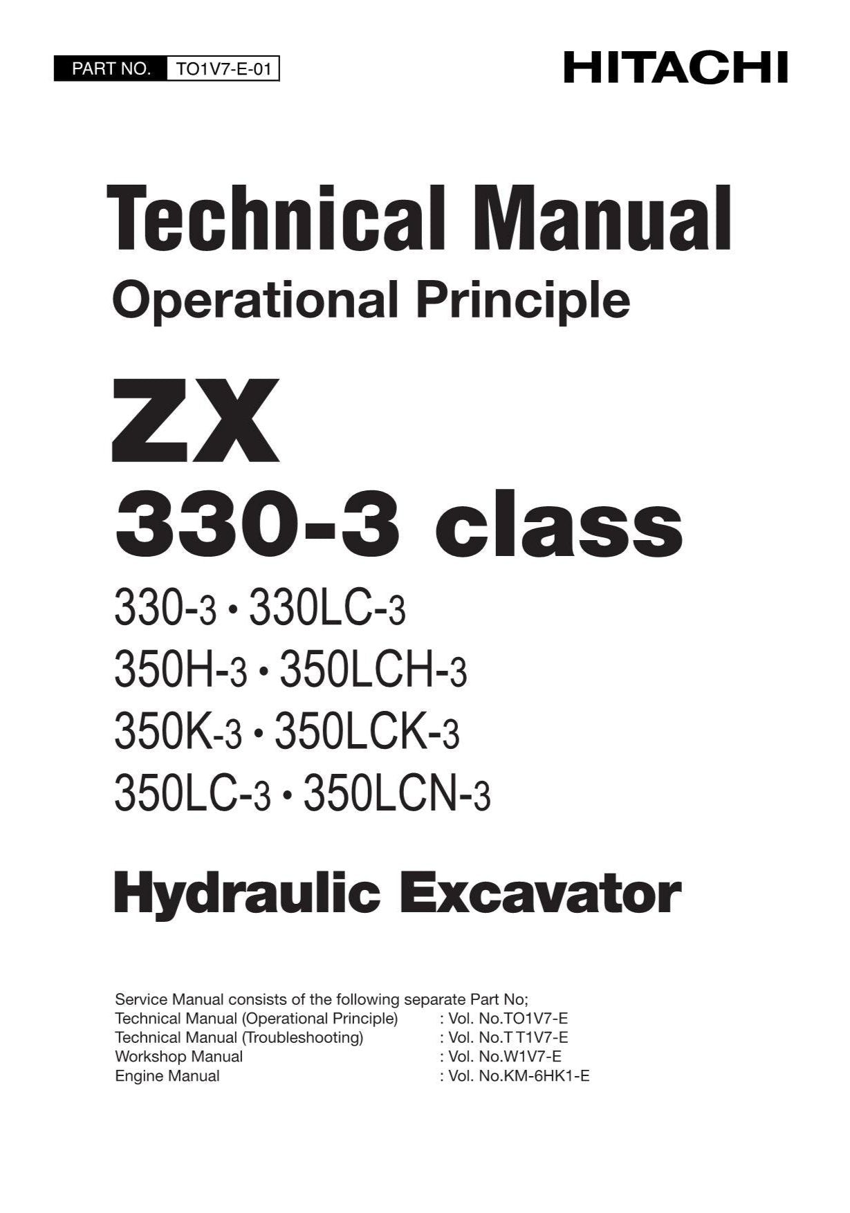 Hitachi 350LCK-3 350LC-3 350LCN-3 Excavator Operational Principle Service manual