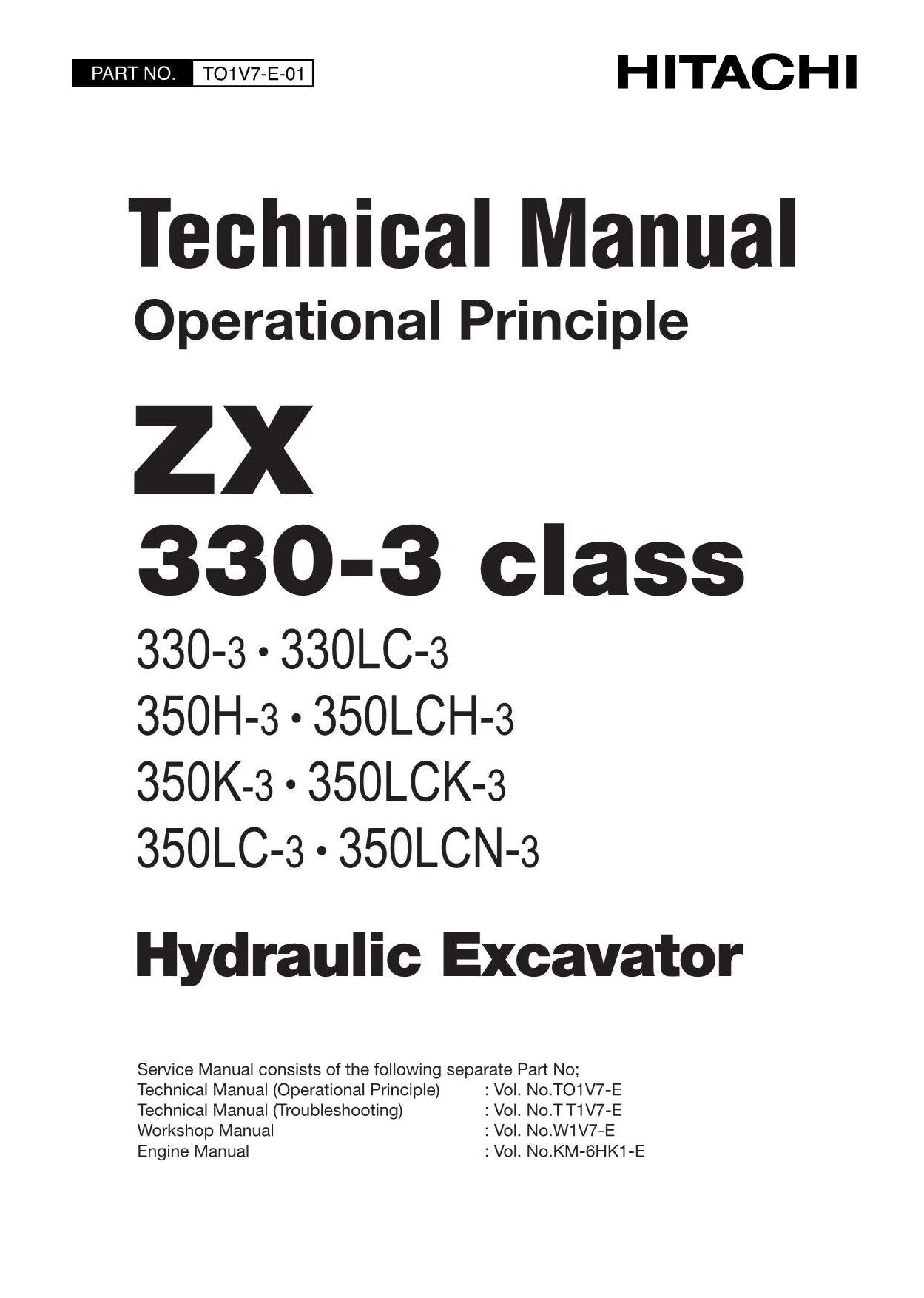 Hitachi ZX350H-3 ZX350LCH-3 ZX350K-3 Excavator Operational Service manual