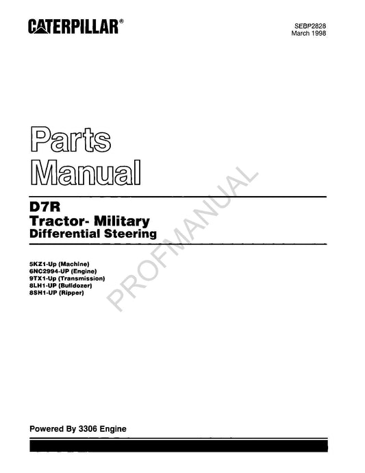 Catalogue de pièces de direction différentielle militaire pour tracteur Caterpillar Cat D7R