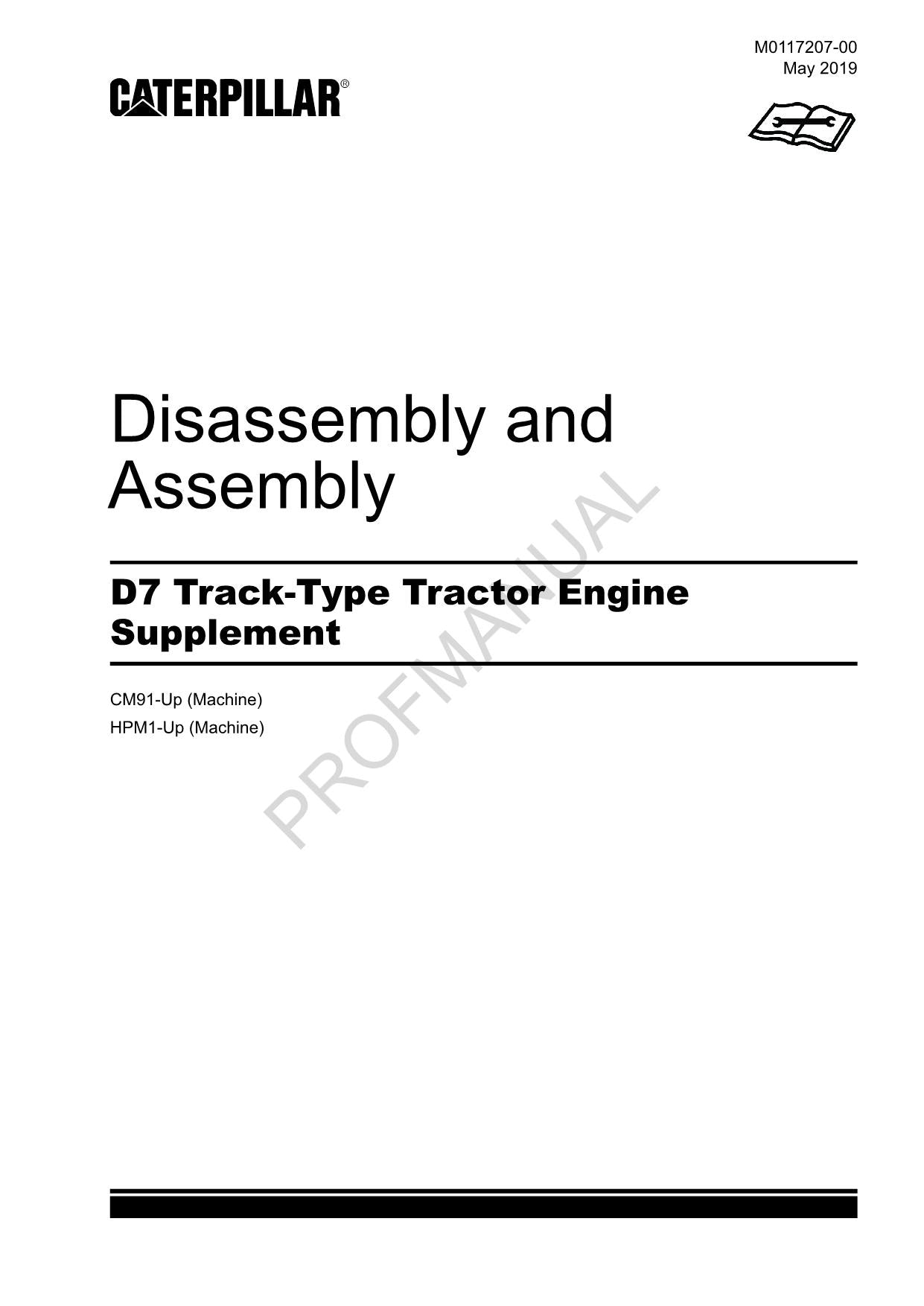 Caterpillar D7 Track Type Tractor Engine Supplement Manual Disassembly Assembly