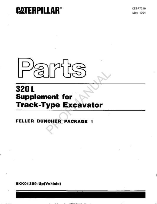 Ergänzungshandbuch für den Ersatzteilkatalog für Caterpillar 320 L mit Raupenbagger XEBP7219