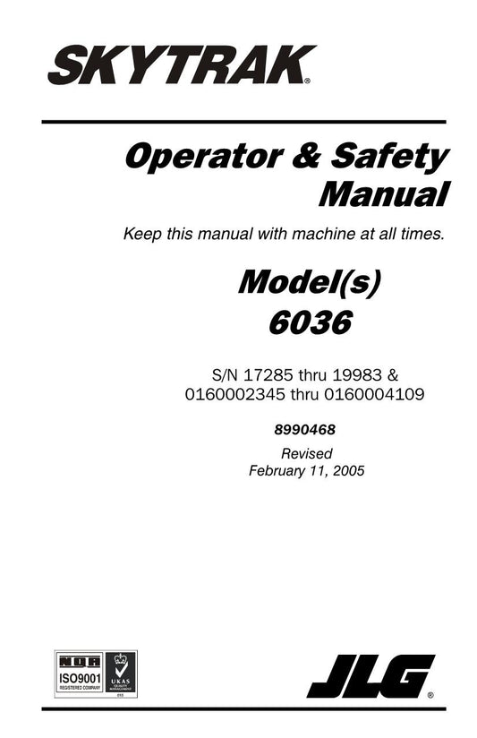 SKYTRAK 6036 Telehandler Maintenance Operation Operators Manual 8990468