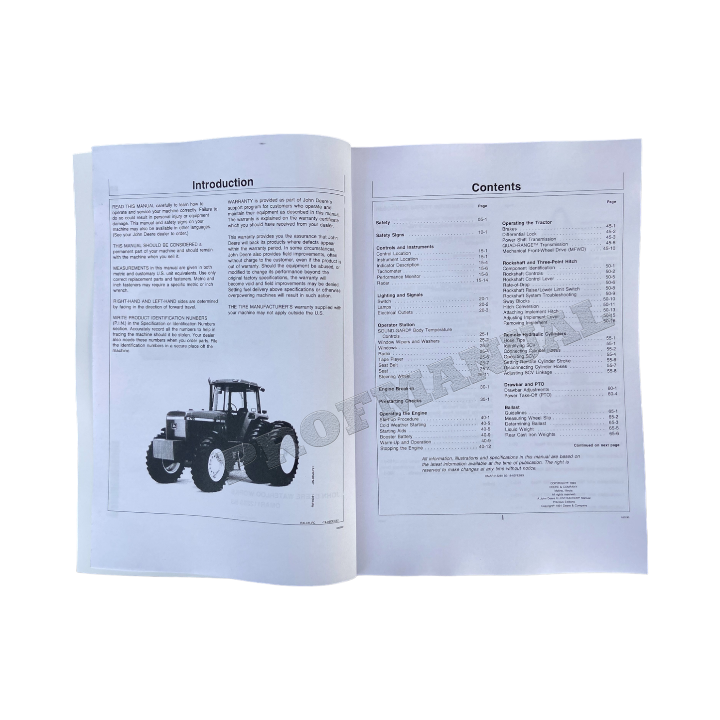 JOHN DEERE 4560 4760 4960 TRAKTOR-BETRIEBSHANDBUCH + !BONUS!