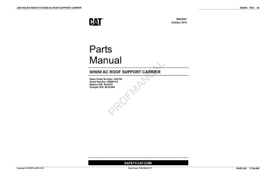 Caterpillar Cat SH650 AC Dachträger Untertage-Strebbau Ersatzteilkatalog Handbuch