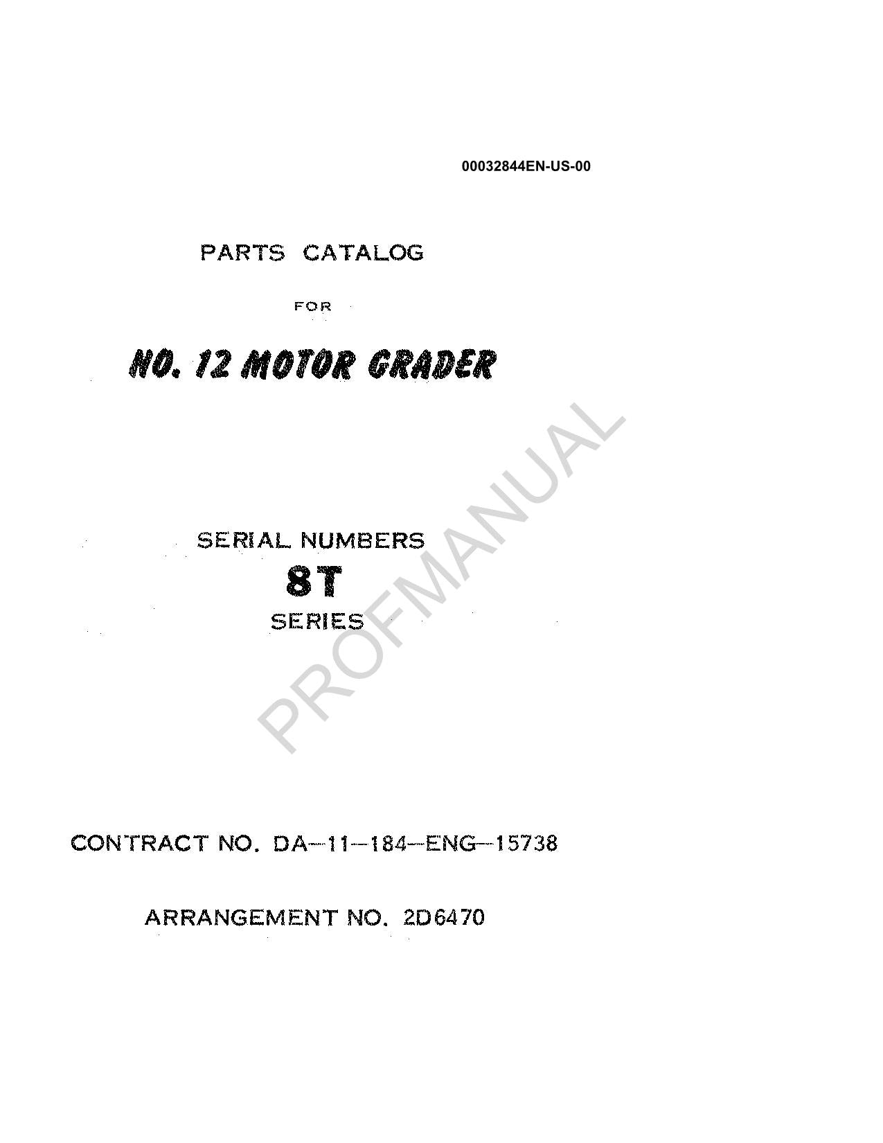 Caterpillar Cat 12 Motor Grader Parts Catalog Manual SN 8T1-Up