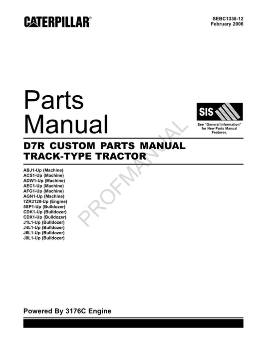 Catalogue de pièces détachées pour TRACTEUR À CHENILLES PERSONNALISÉ Caterpillar Cat D7R SEBC1338