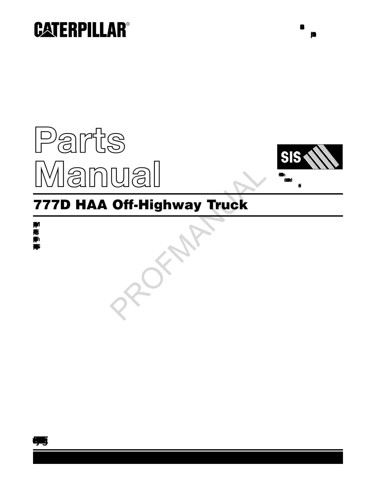 Caterpillar Cat 777D HAA Off Highway Truck Parts Catalog Manual