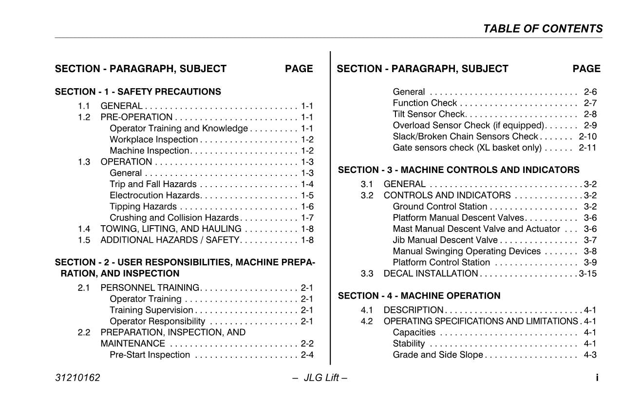 TOUCAN 20E 8E Vertical Lift Maintenance Operation Operators Manual 31210162