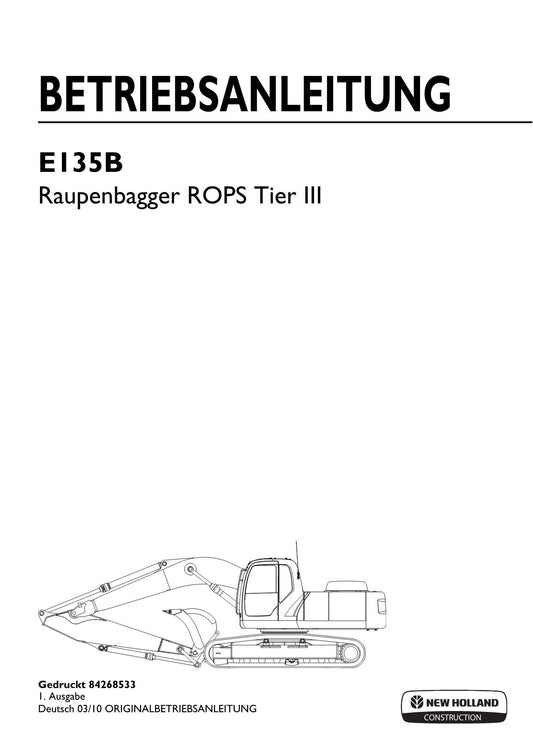 New Holland E135B Bagger Manuel d'instructions