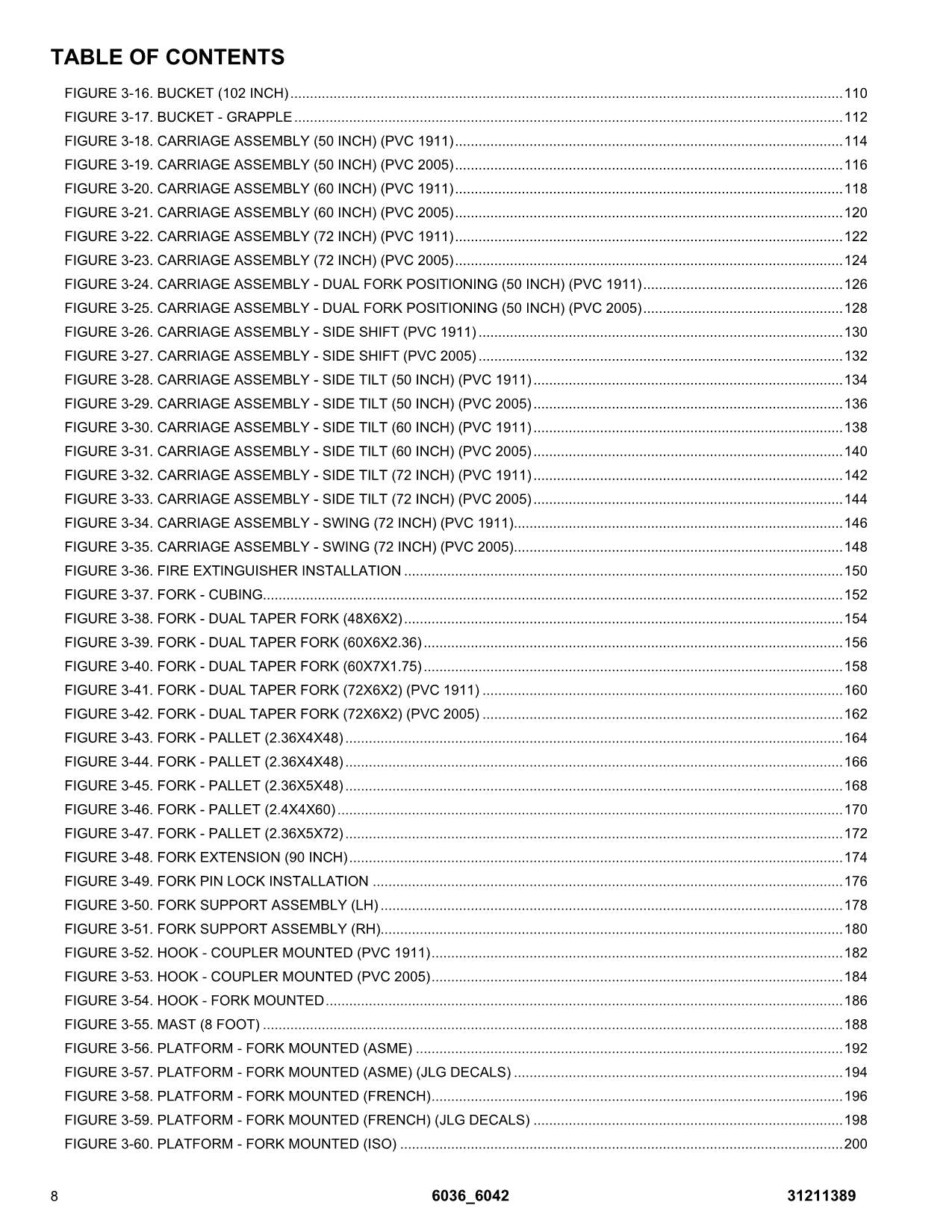 SKYTRAK 6036 6042 Telehandler Parts Catalog Manual 31211389