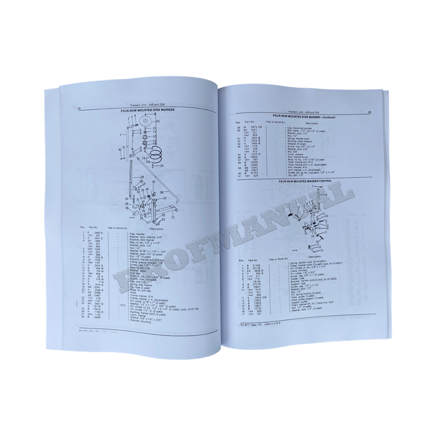 JOHN DEERE 24B 25B PLANTER PARTS CATALOG MANUAL