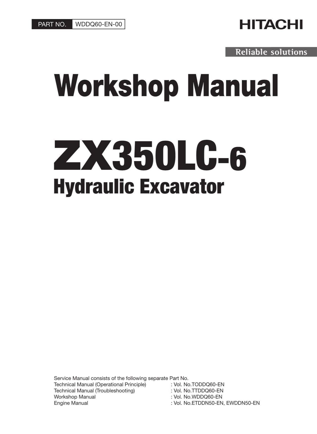 Hitachi ZX350LC-6 Excavator Workshop Repair Service manual