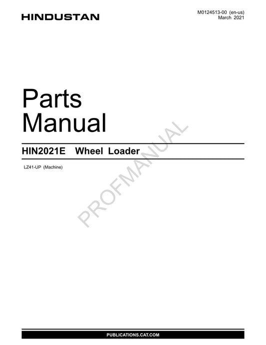 Caterpillar Cat 2021E Wheel Loader Parts Catalog Manual M0124513