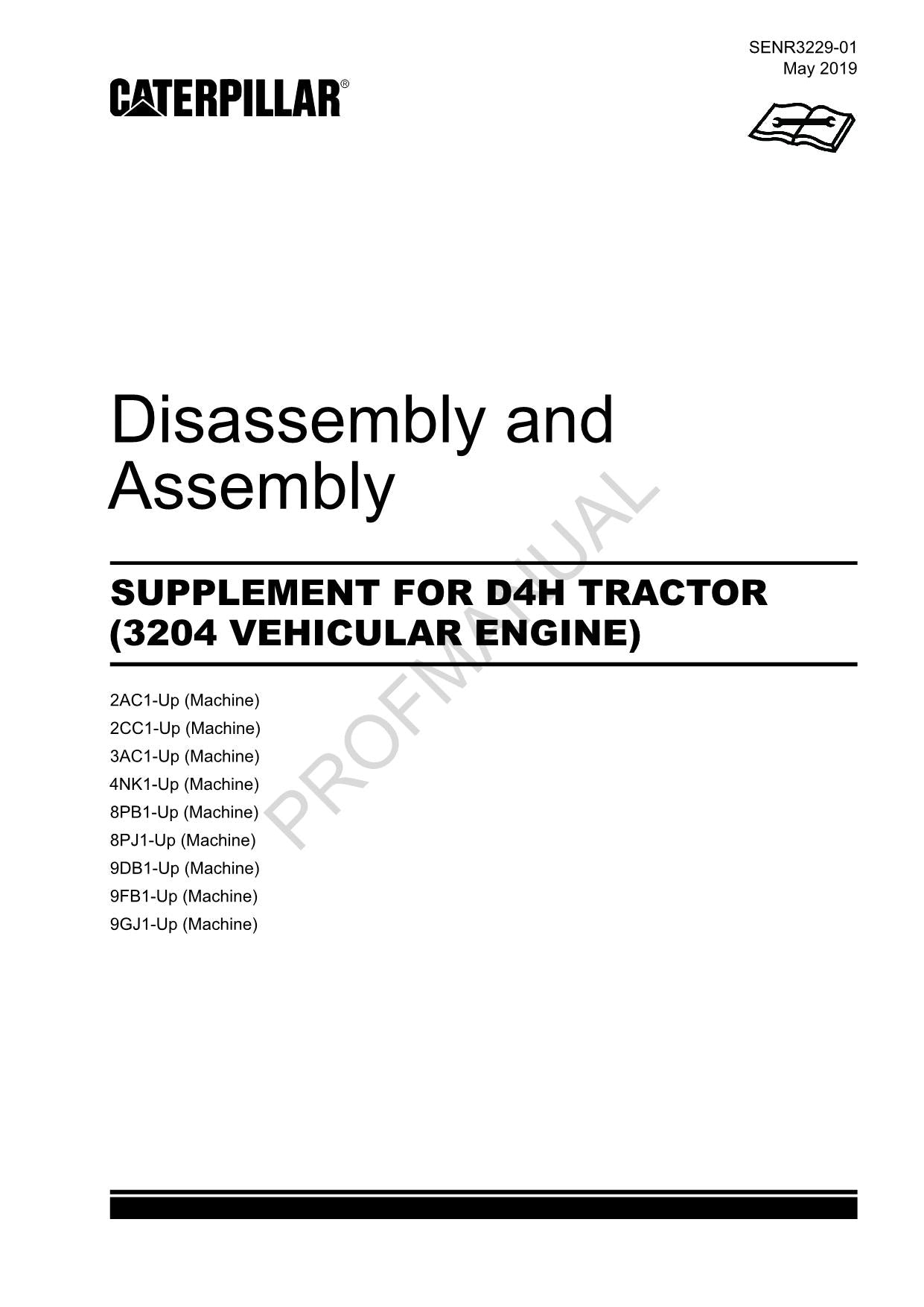 Caterpillar CAT SUPPLEMENT D4H TRACTEUR 3204 MOTEUR Manuel de démontage et d'assemblage