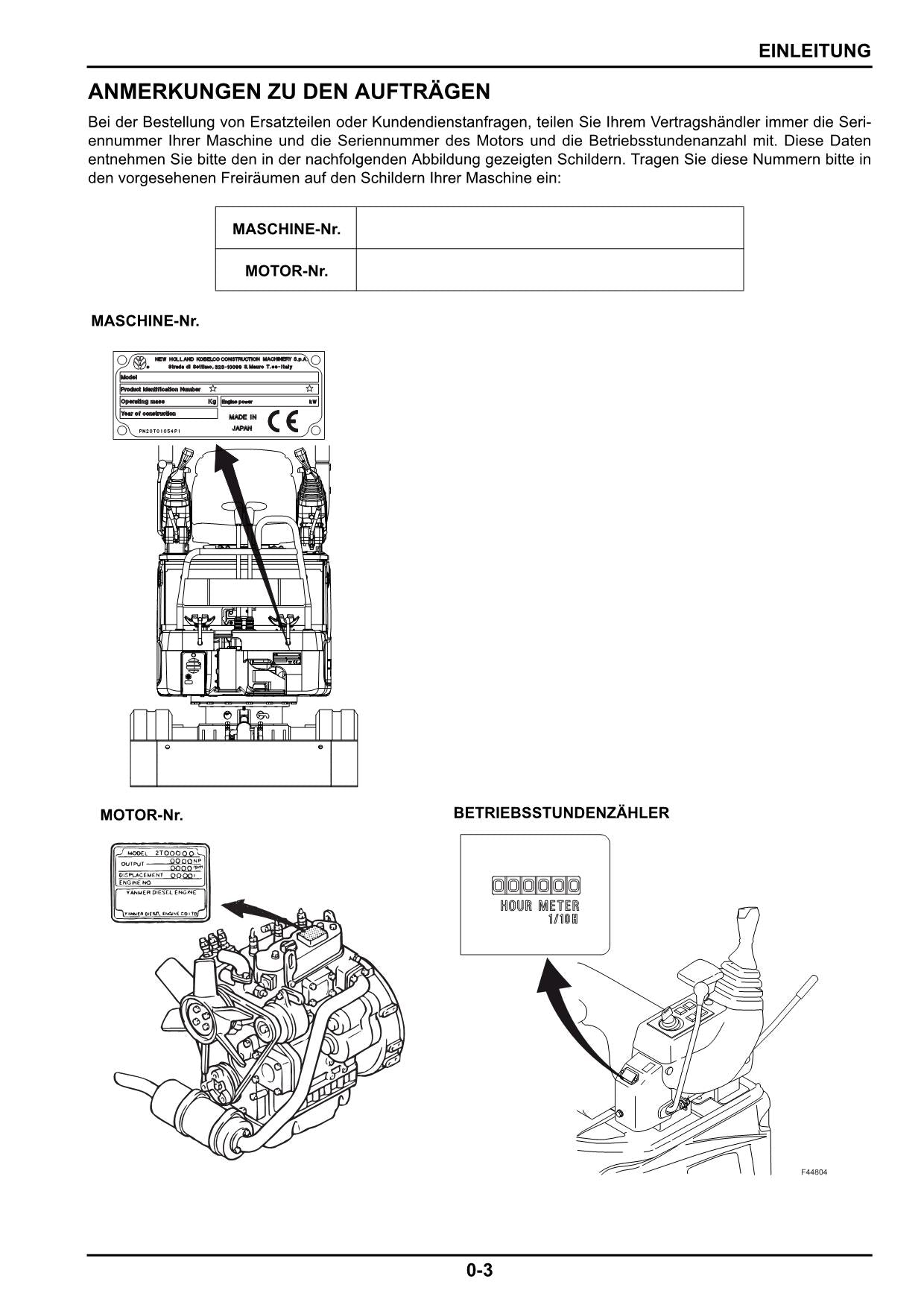 New Holland E10SR Bagger Manuel d'instructions