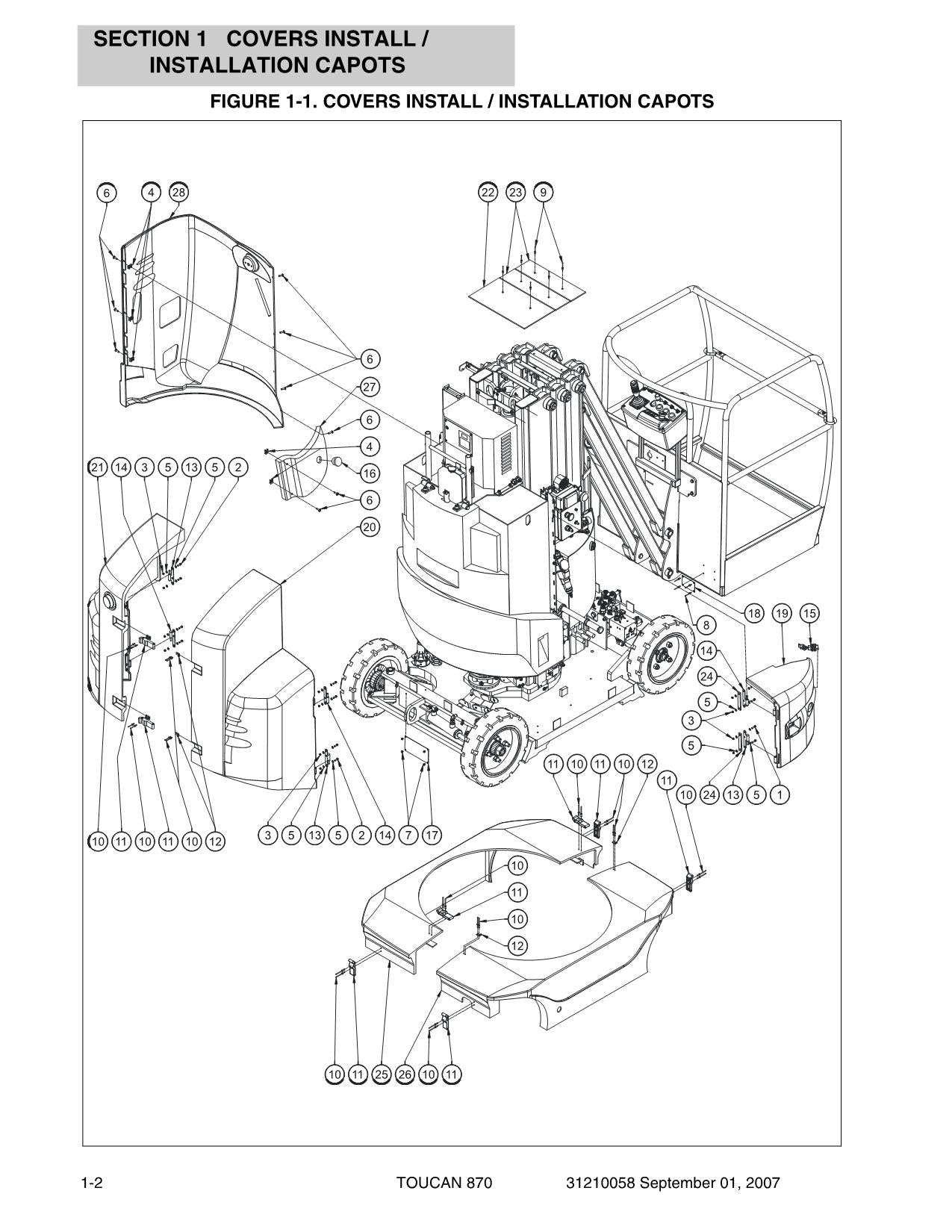 TOUCAN 870 Vertical Lift Parts Catalog Manual Multi languages