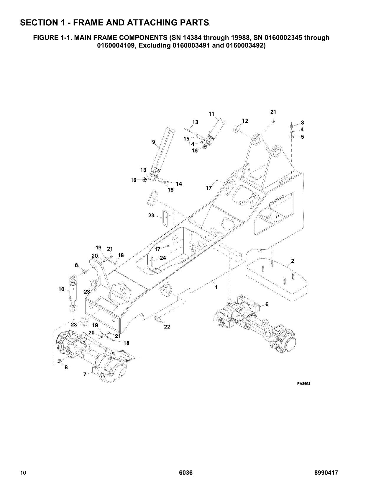 SKYTRAK 6036 Telehandler Parts Catalog Manual 0160002345-0160044900 14834-19988