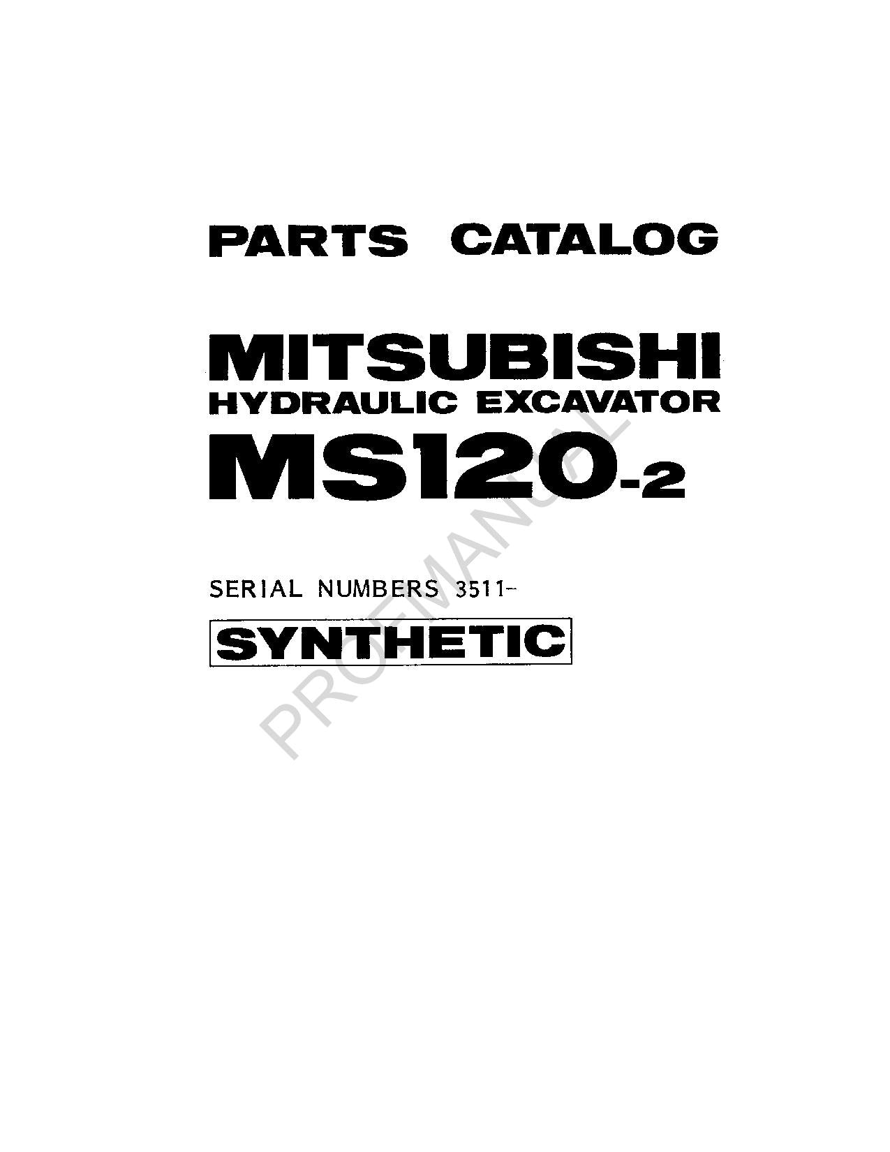 Caterpillar Cat MS120 2 Mitsubishi Hydraulic Excavator Parts Catalog Manual