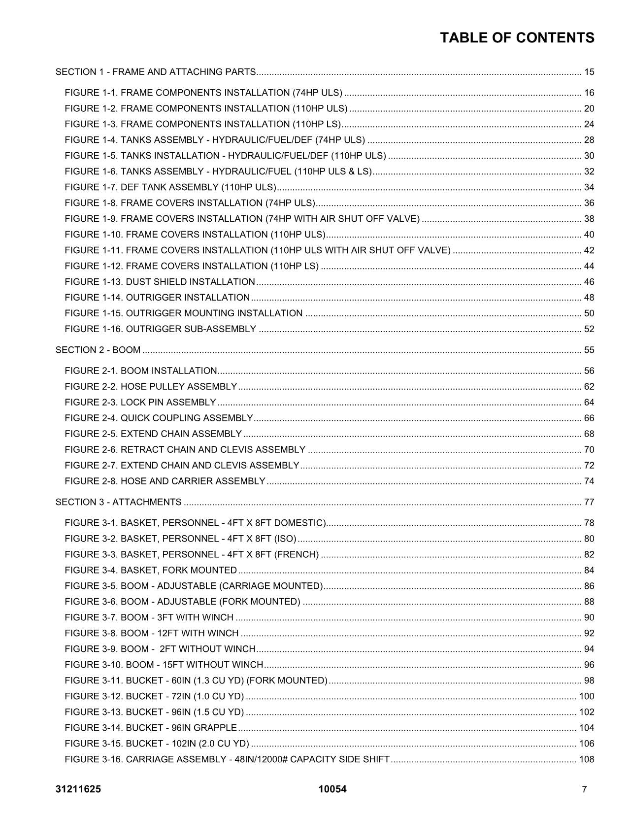 SKYTRAK 10054 Telehandler Parts Catalog Manual 31211625