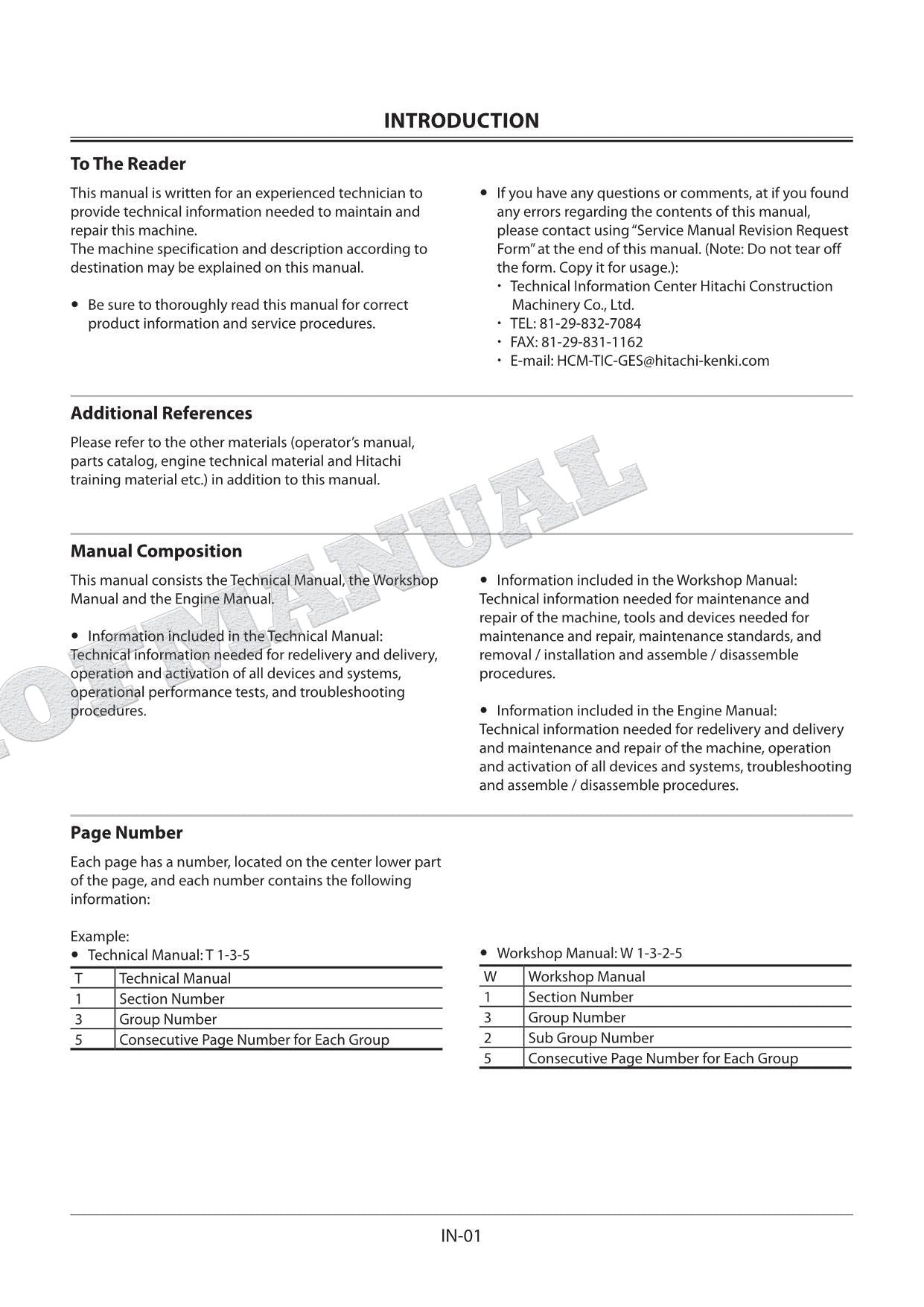 HITACHI ZH210-5B ZH210LC-5B Hybrid Excavator Service Manual Troubleshooting