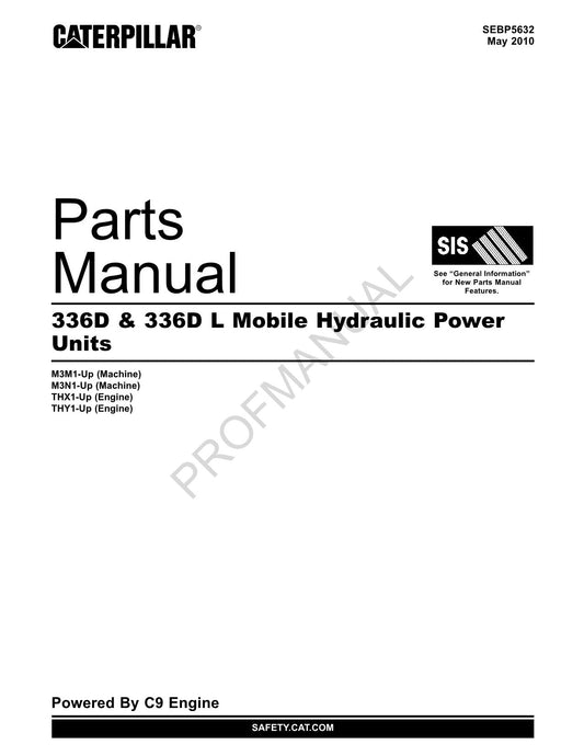 Caterpillar Cat 336D 336D L Mobile Hydraulic Power Units Parts Catalog Manual