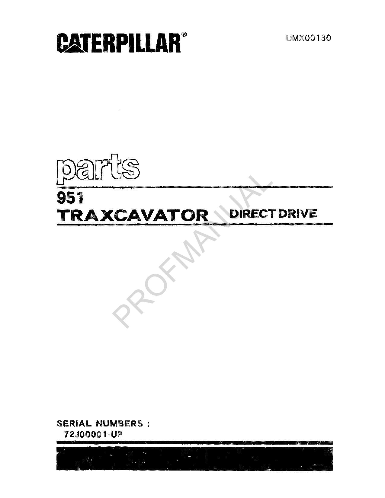 Caterpillar Cat 951 Traxcavator Ersatzteilkatalog, Handbuch, Serie 72J1-Up