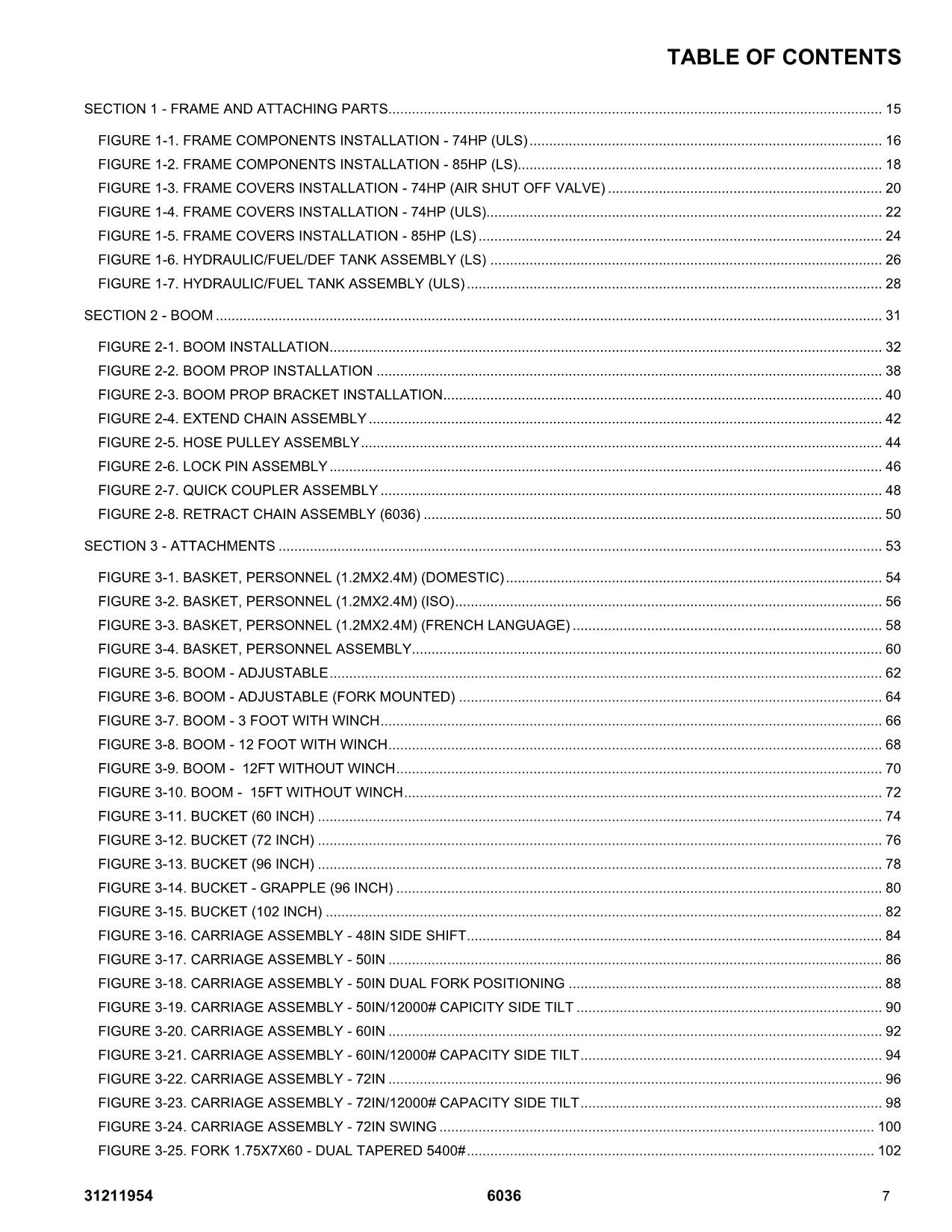 SKYTRAK 6036  Telehandler  Parts Catalog Manual