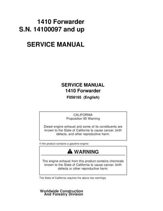 JOHN DEERE 1410 FORWARDER SERVICE-REPARATURHANDBUCH