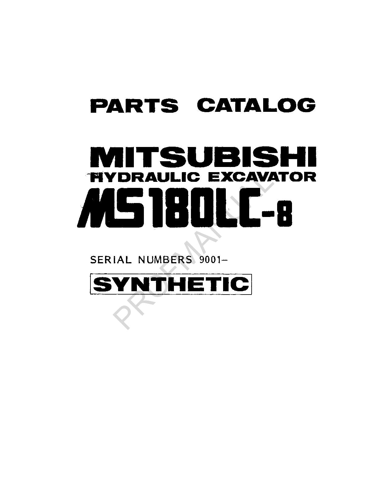 Caterpillar Cat Mitsubishi Hydraulic Excavator MS180LC 8 Parts Catalog Manual