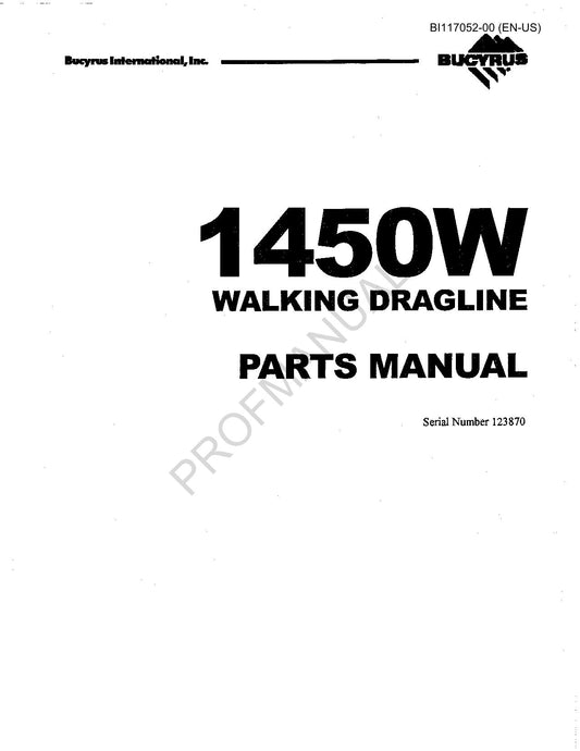 Caterpillar Cat Bucyrus 1450W Underground Longwall Parts Catalog Manual