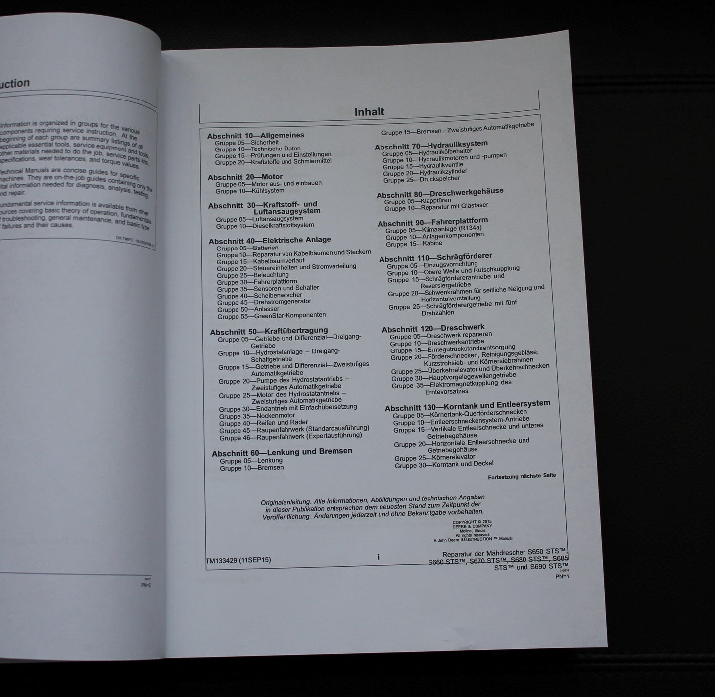 JOHN DEERE S680 S685 S690 STS TM MAHDRESCHER REPARATURHANDBUCH Worldwide