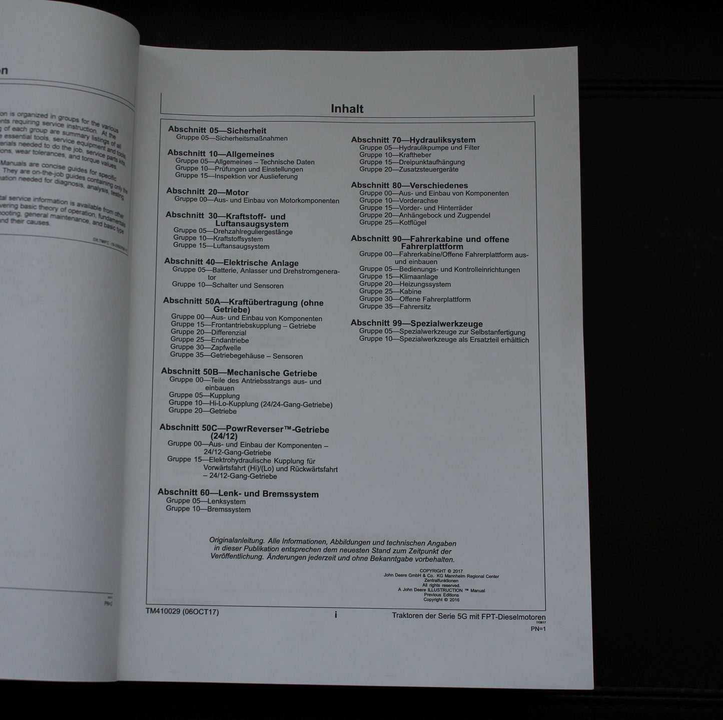 JOHN DEERE 5075GF 5090GF 5105GF 5075GL TRAKTOR REPARATURHANDBUCHNDBUCH