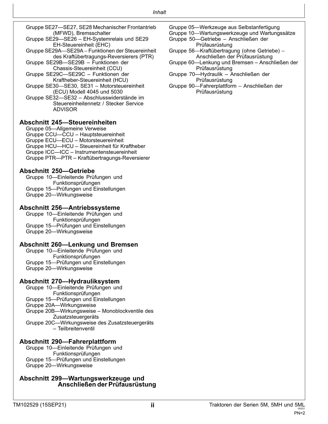 JOHN DEERE 5095MH 5105M 5105ML TRAKTOR DIAGNOSTIC REPARATURHANDBUCHDBUCH