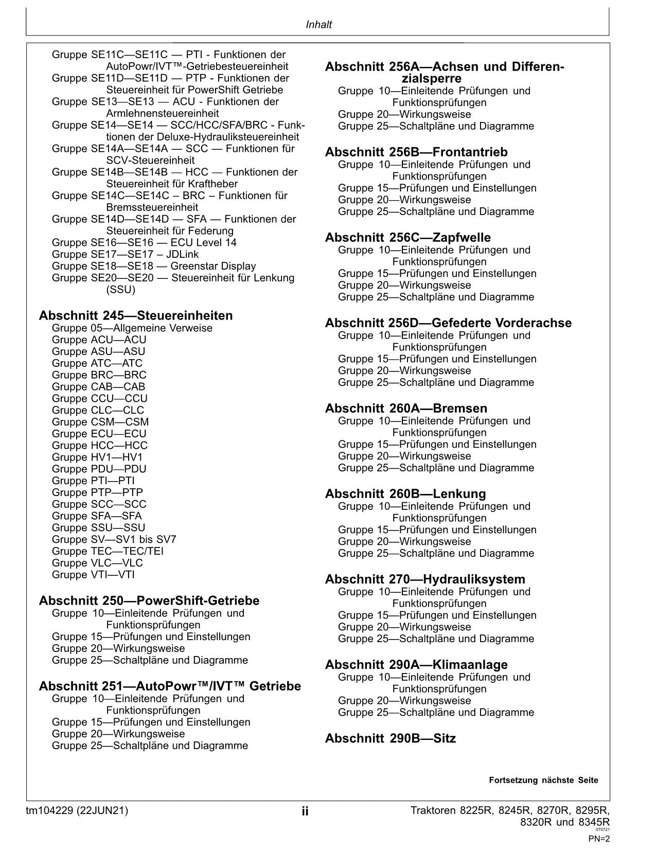 JOHN DEERE 8295R 8320R 8345R TRAKTOR DIAGNOSE REPARATURHANDBUCH