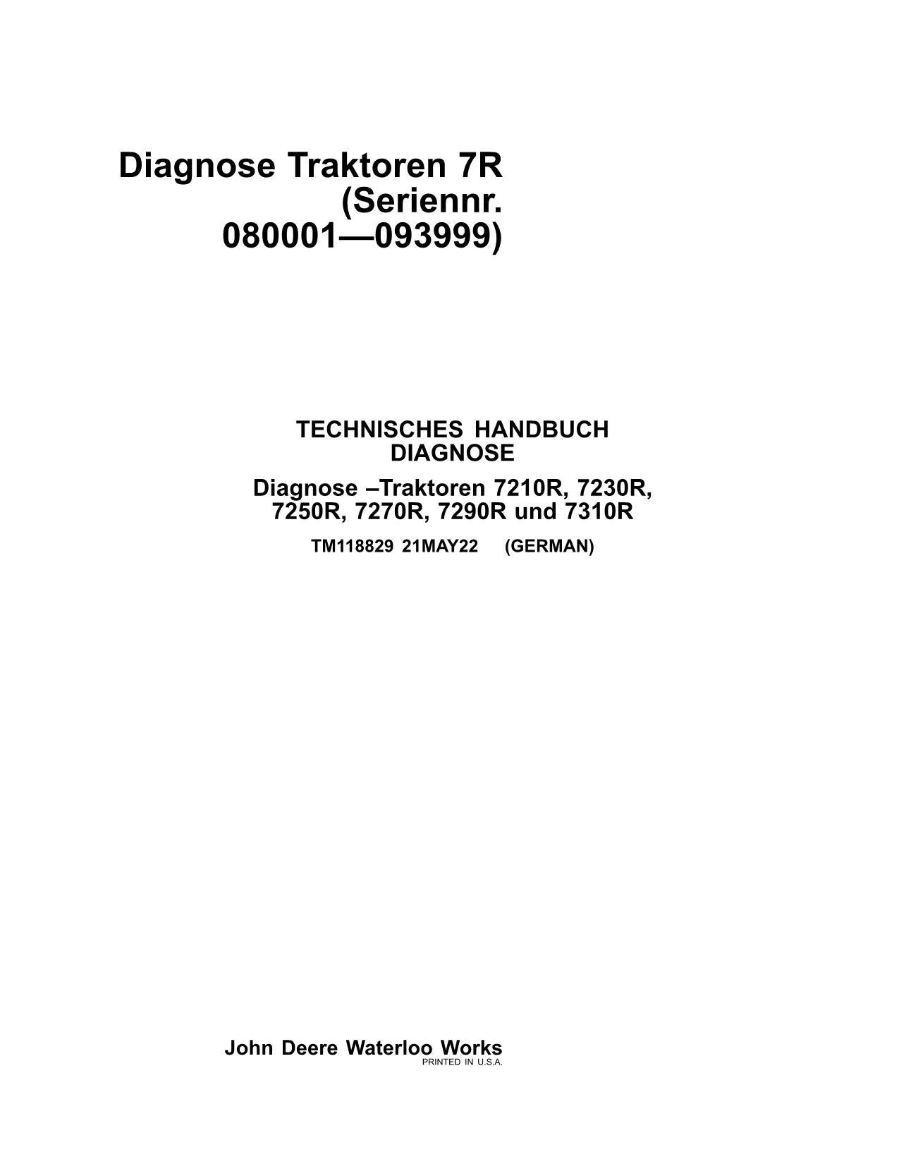 JOHN DEERE 7270R 7290R 7310R TRAKTOR DIAGNOSE REPARATURHANDBUCH #2