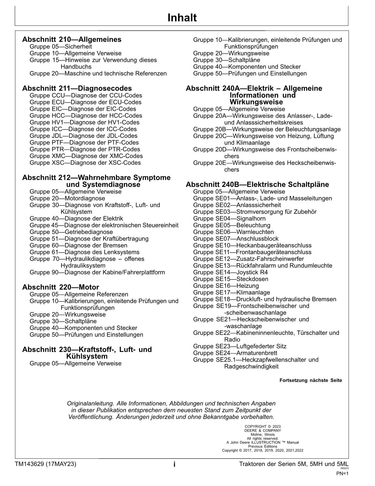 JOHN DEERE 5090M 5115M 5100MH TRAKTOR DIAGNOSE REPARATURHANDBUCH