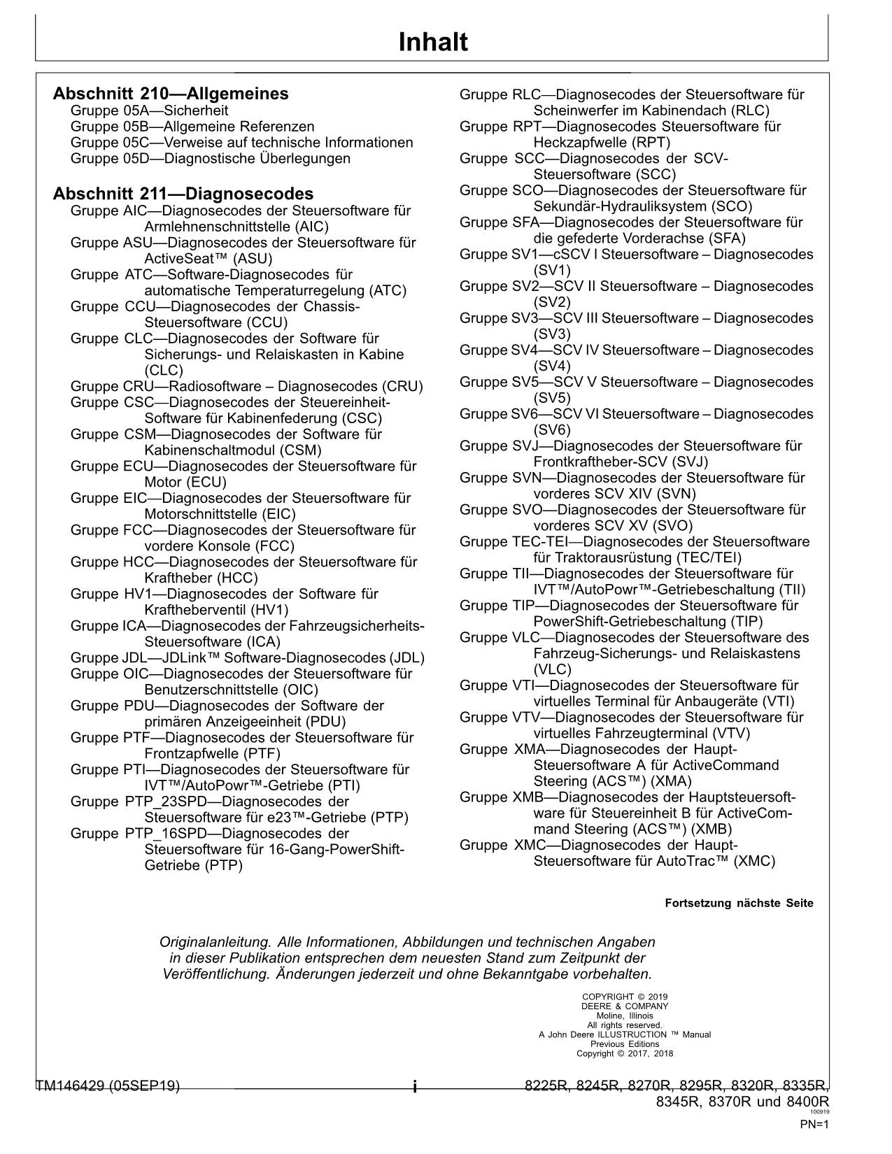 JOHN DEERE 8320R 8335R 8345R 8370R 8400R TRAKTOR DIAGNOSE REPARATURHANDBUCH