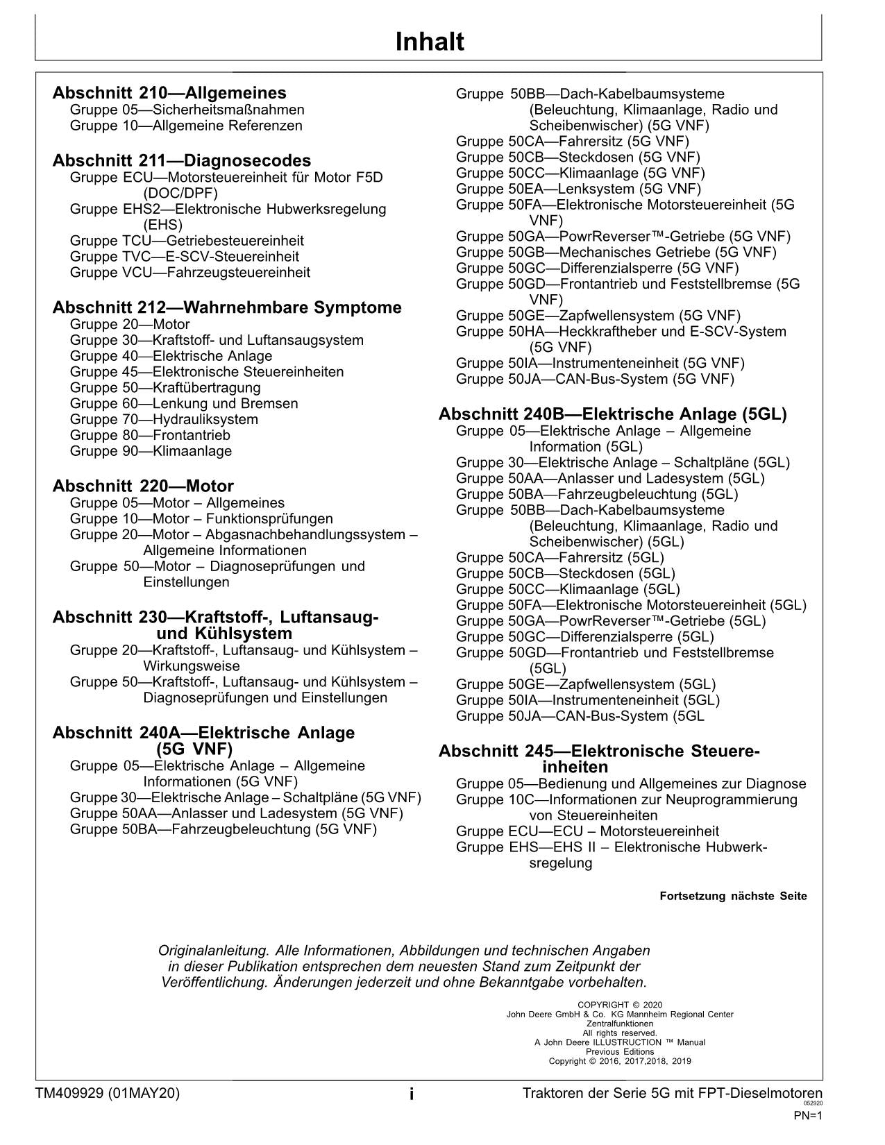 MANUEL DE RÉPARATION ET DE DIAGNOSTIC TRAKTOR JOHN DEERE 5105GN 5075GF 5090GF 5105GF