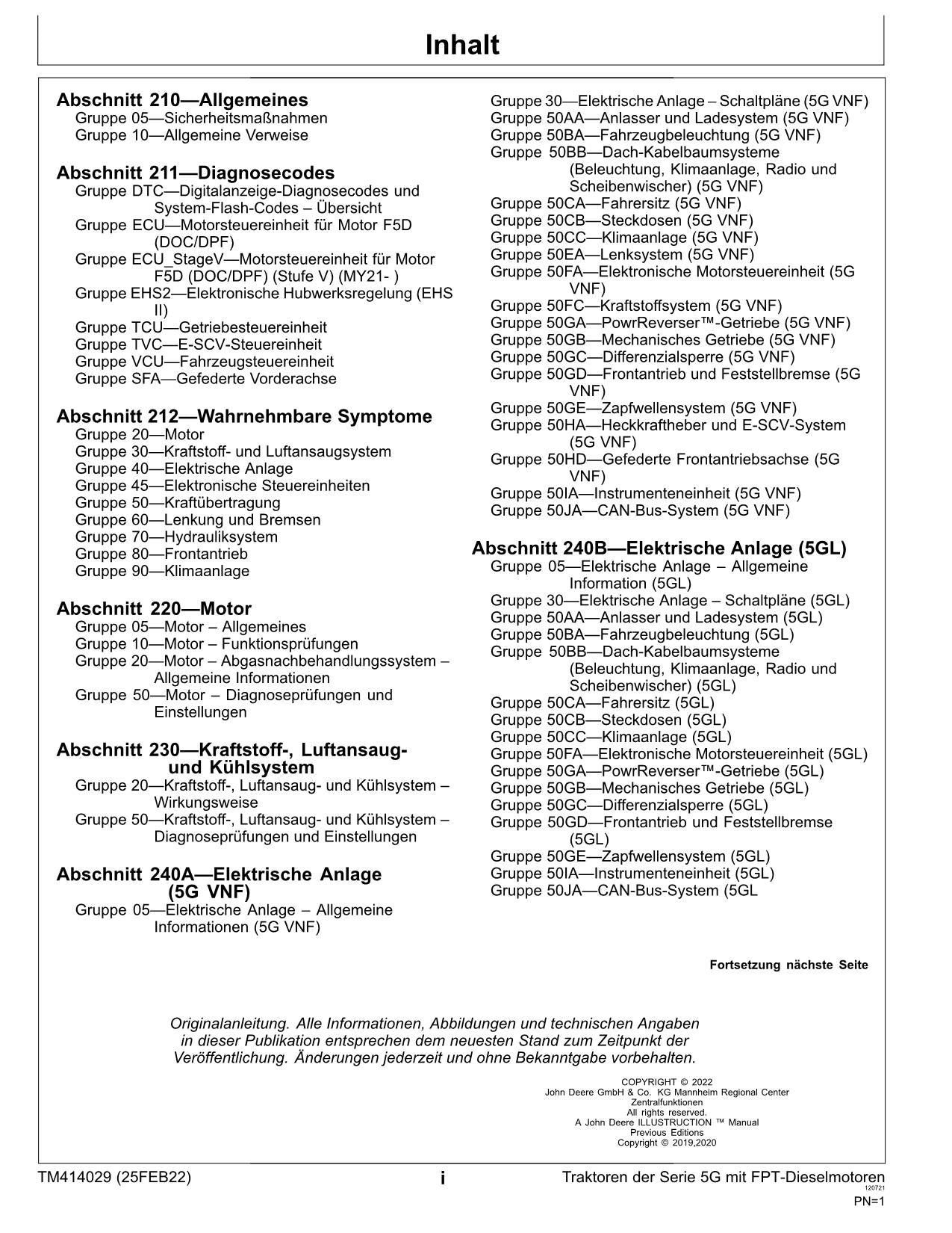 MANUEL DE RÉPARATION ET DE DIAGNOSTIC TRAKTOR JOHN DEERE 5075GL 5090GL 5100GL