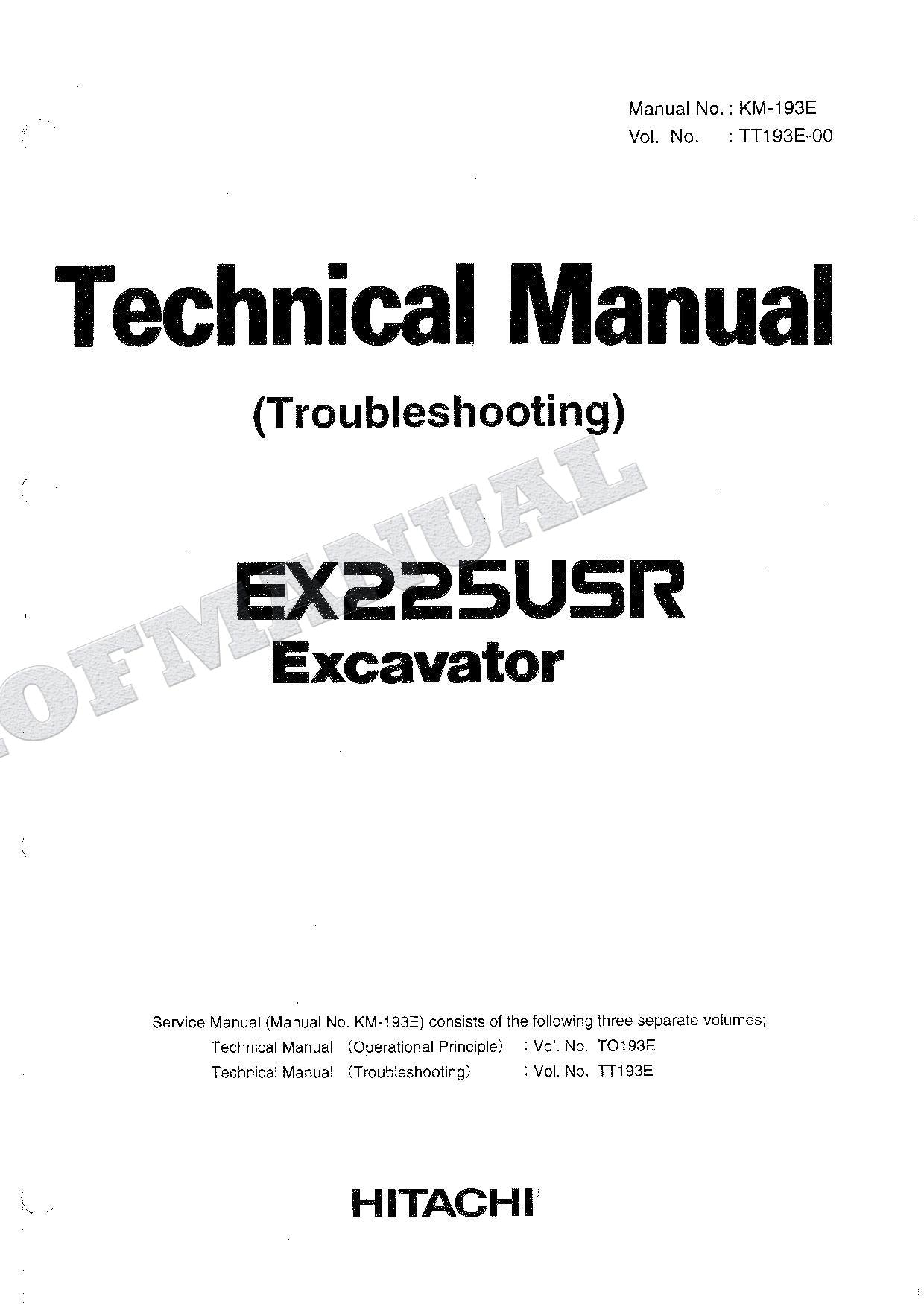 HITACHI EX225USR EXCAVATOR Service manual Troubleshooting