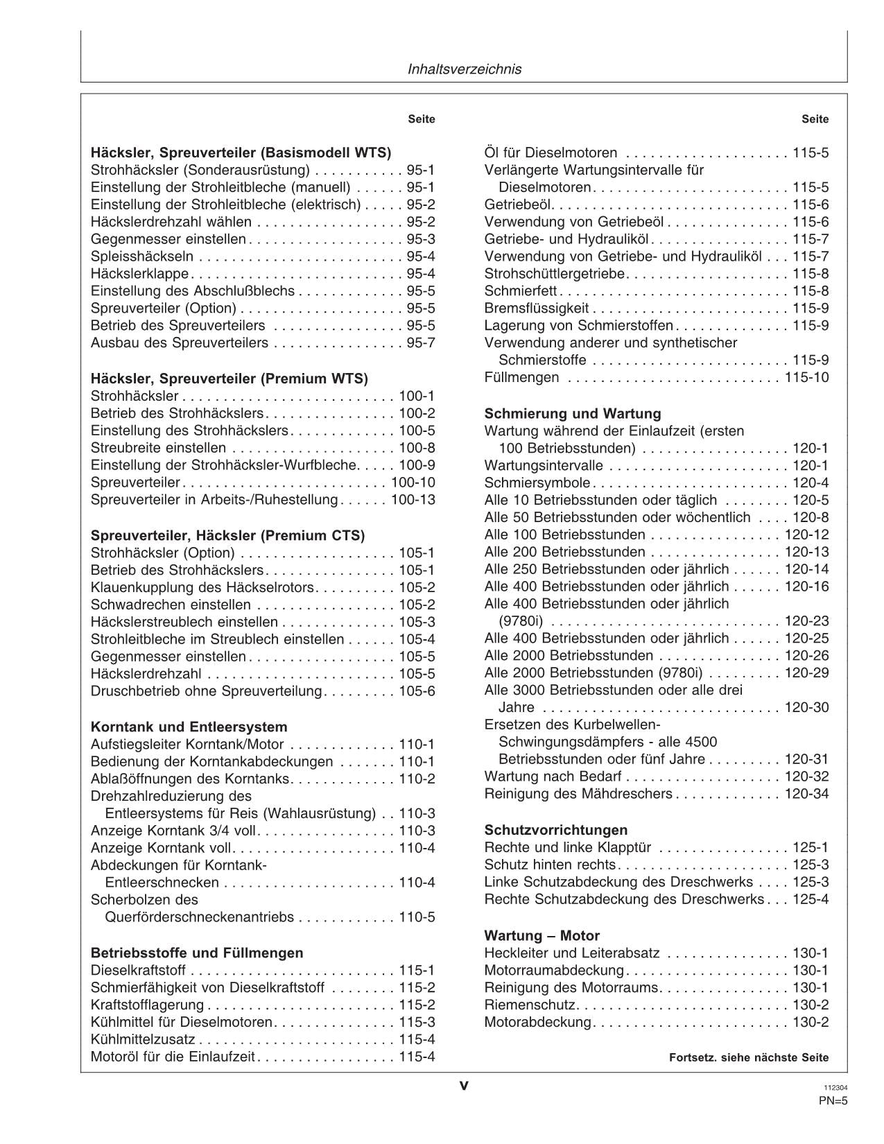 John Deere 9660I 9680I 9780I WTS CTS Mähdrescher Betriebsanleitung