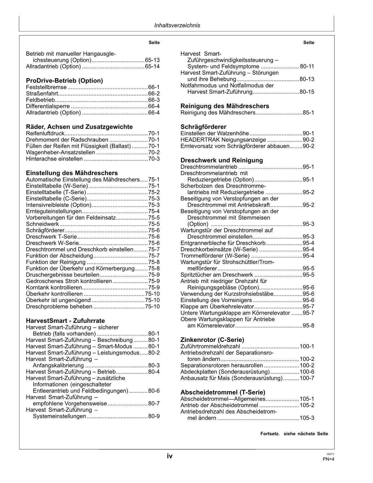 John Deere T550 T560 T660 T670 C670 Mähdrescher Betriebsanleitung 85500