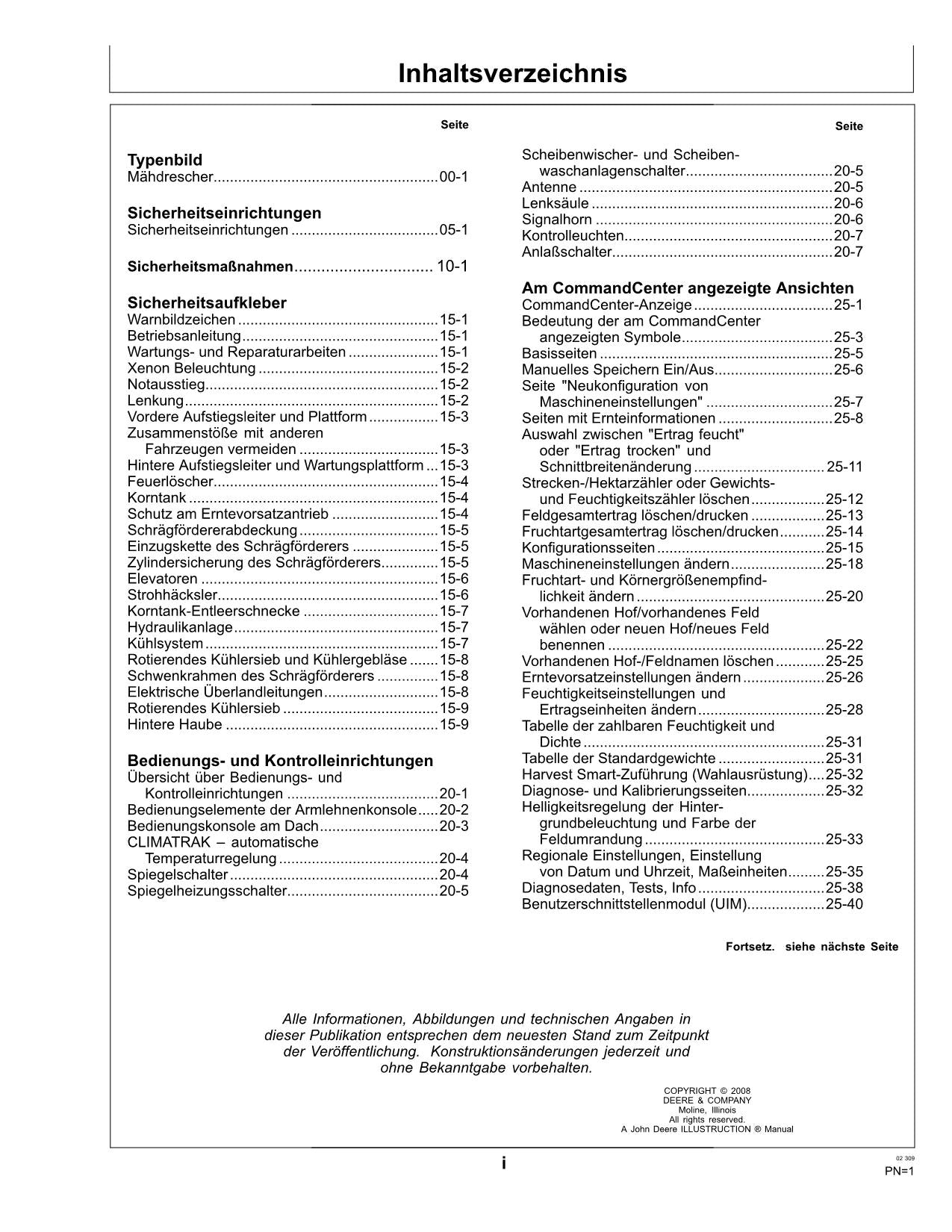 John Deere T550 T560 T660 T670 C670 Mähdrescher Betriebsanleitung