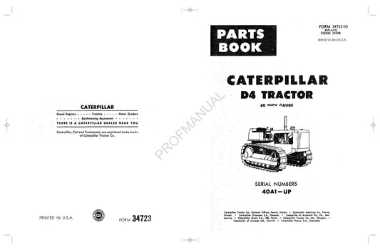 Caterpillar Cat D4 Tractor Parts Catalog Manual ser 40A1-Up