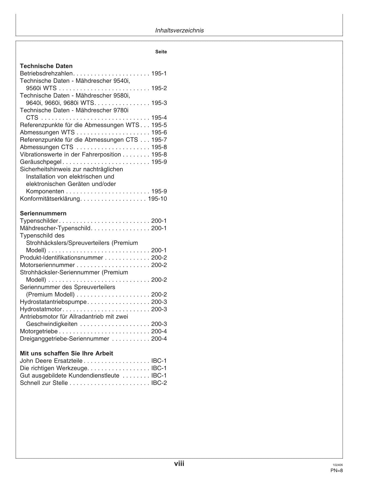 John Deere 9660I 9680I 9780I Mähdrescher Betriebsanleitung