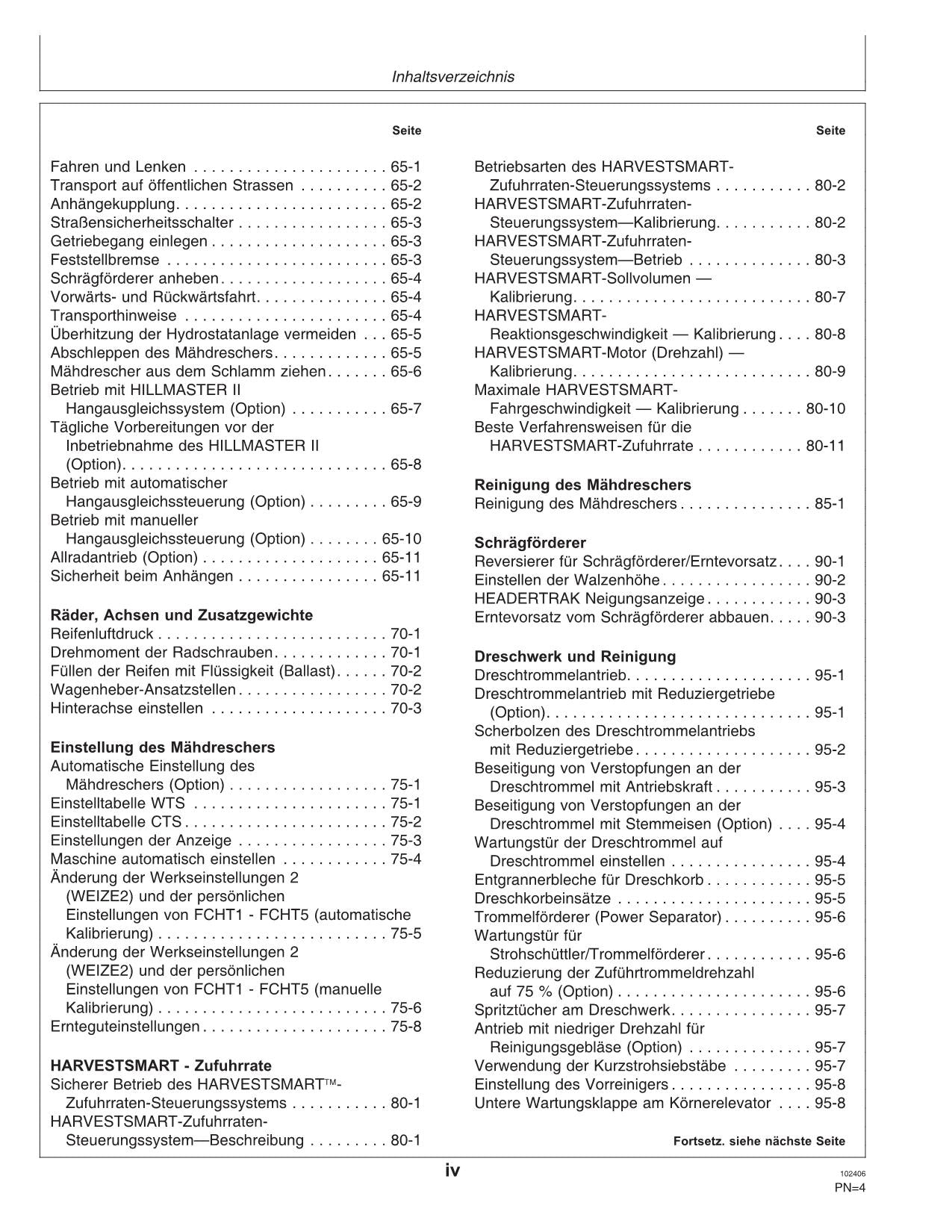 John Deere 9660I 9680I 9780I Mähdrescher Betriebsanleitung