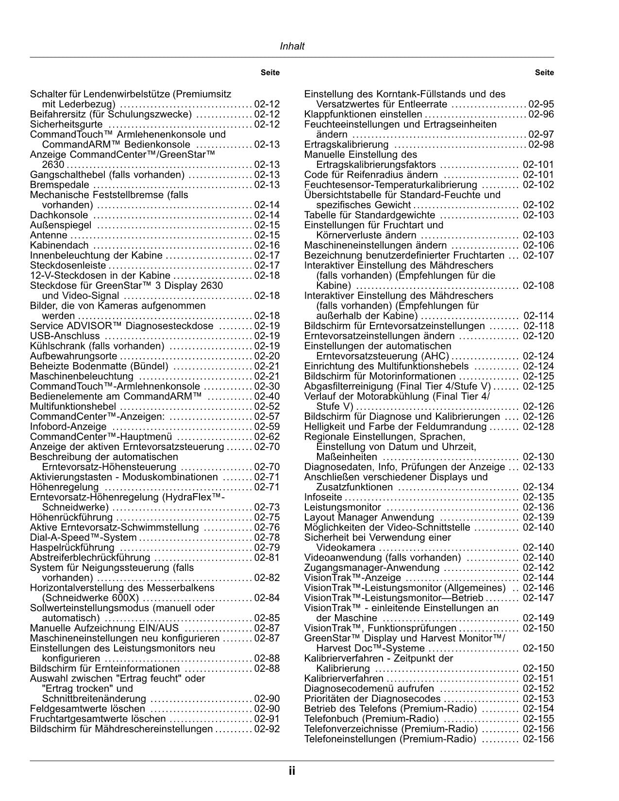 John Deere T550 T560 T660 T670 HILLMASTER Mähdrescher Betriebsanleitung 115000-